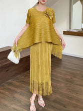 HEYFANCYSTYLE Women's Modest Pleated Relaxed Skirt Set for Resort Vacation